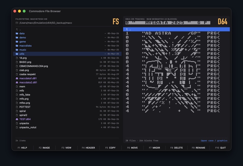Commodore File Browser &ndash; Mac fájlkezelő lemezképekhez